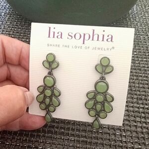 Lia Sophia Green Chandelier Statement Earrings